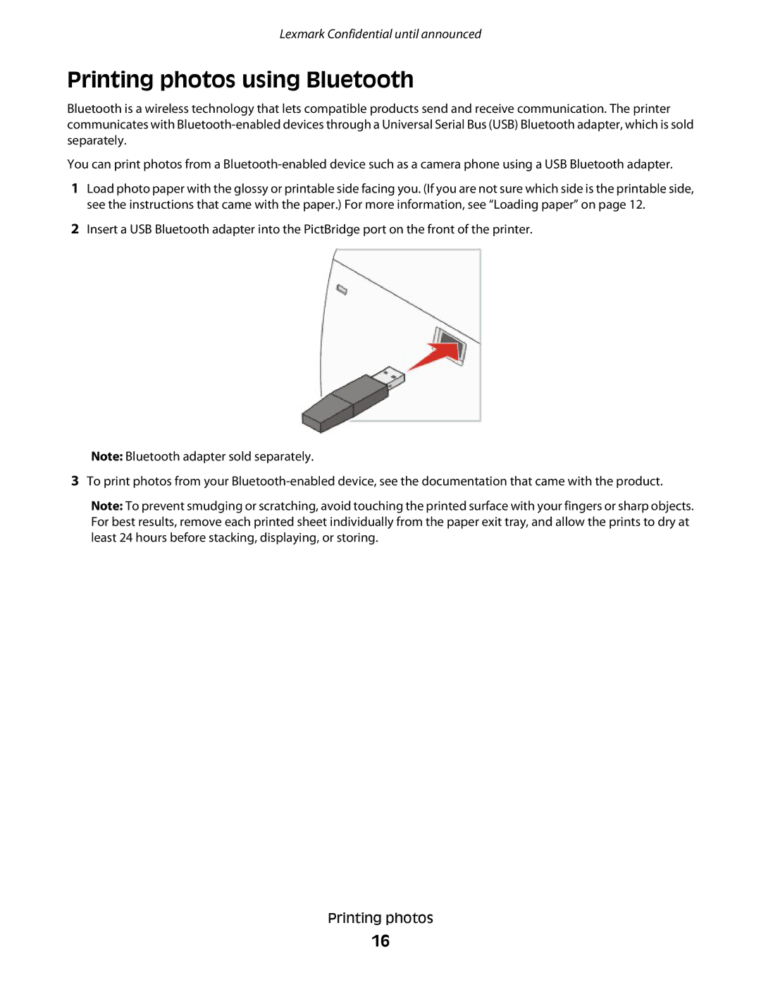 Lexmark P200 manual Printing photos using Bluetooth 