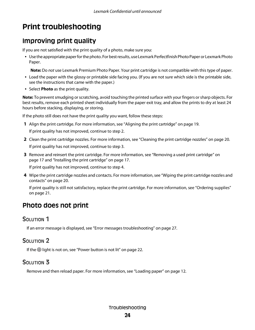 Lexmark P200 manual Print troubleshooting, Photo does not print 