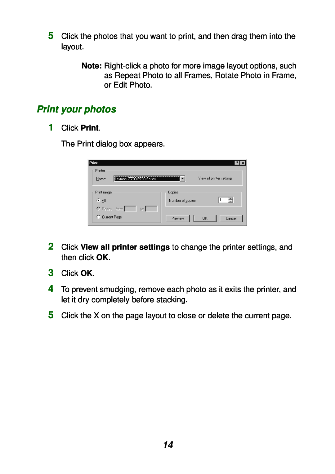 Lexmark P700 manual Print your photos 