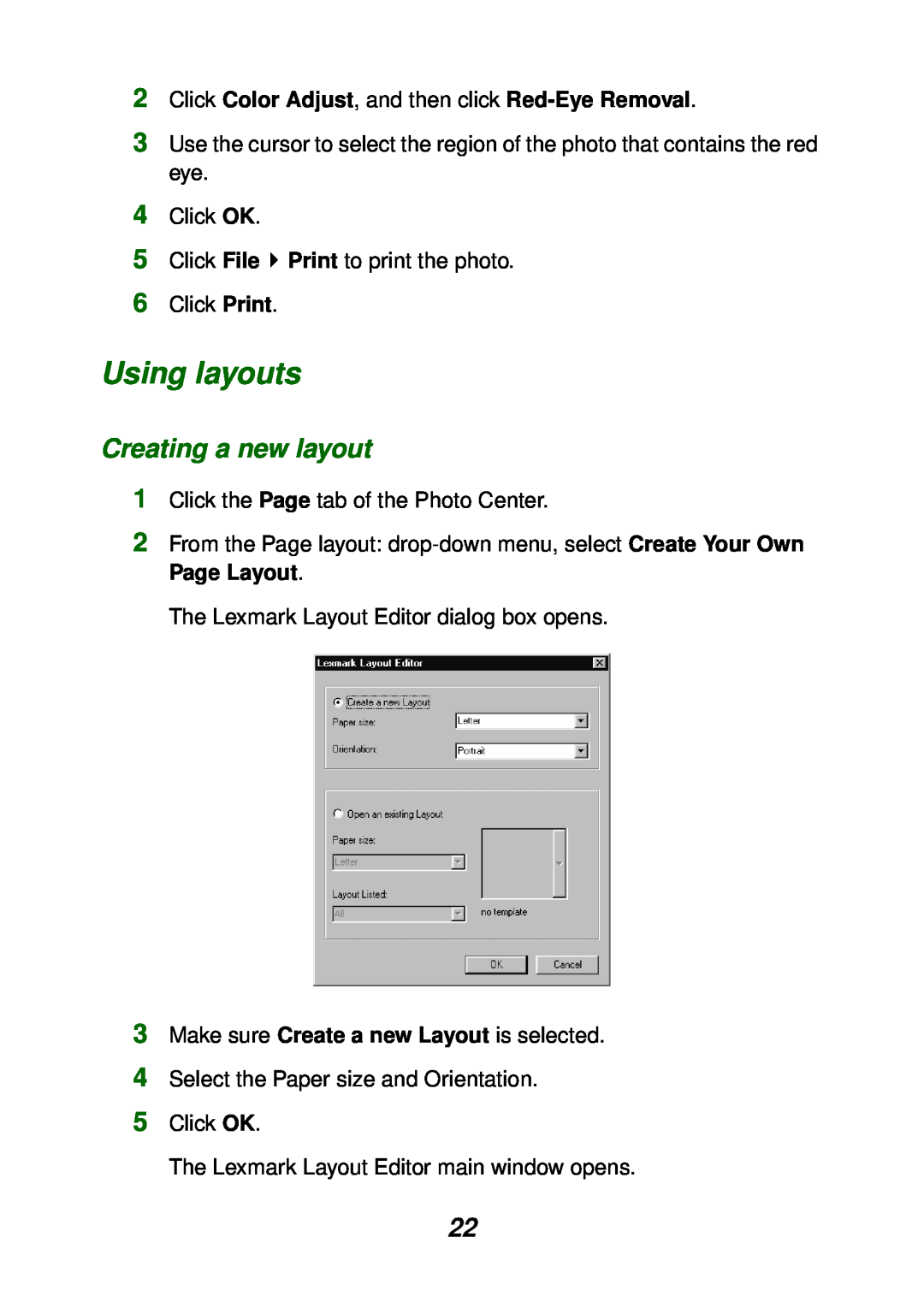 Lexmark P700 manual Using layouts, Creating a new layout 