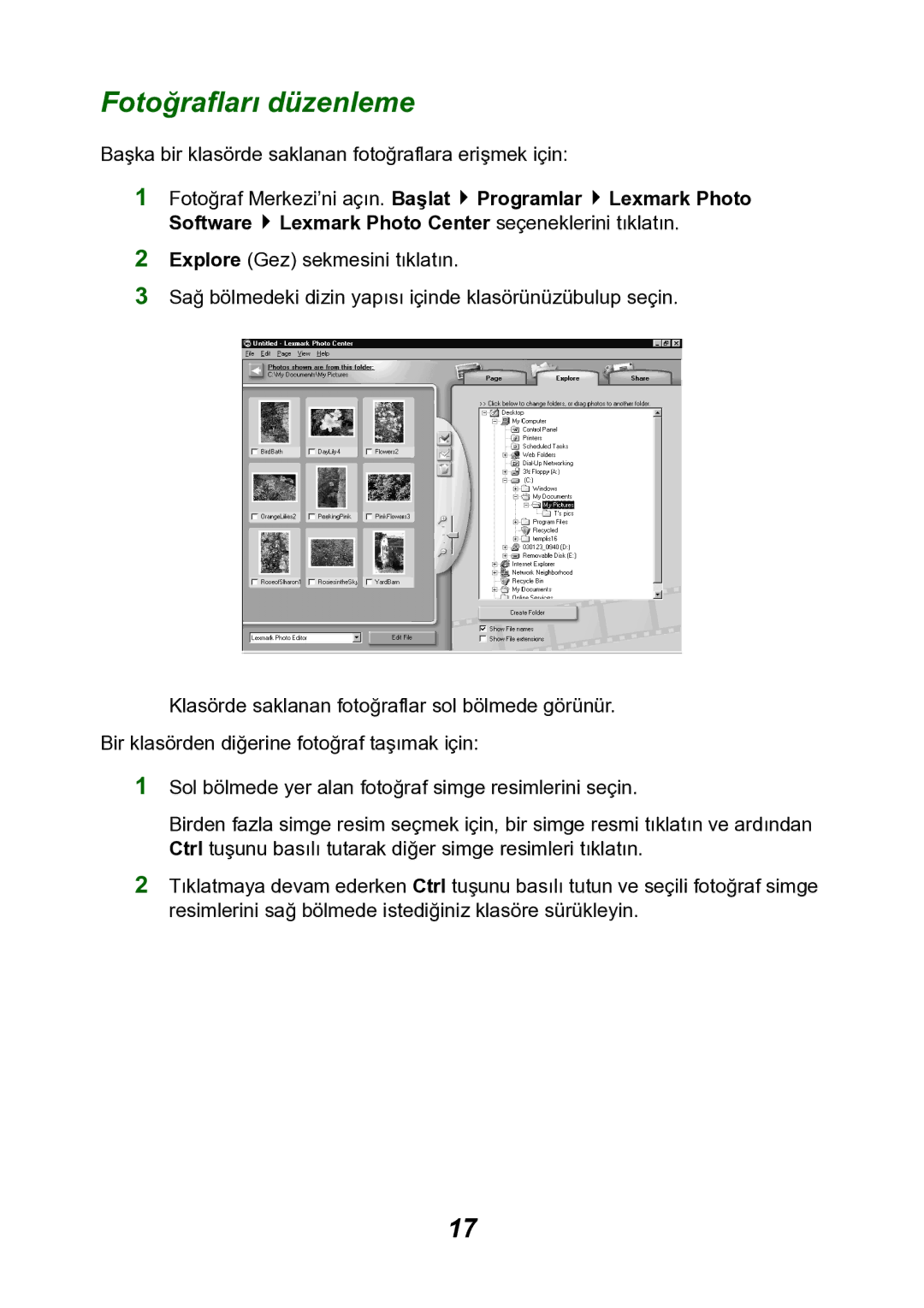 Lexmark P700 manual Fotoğrafları düzenleme 