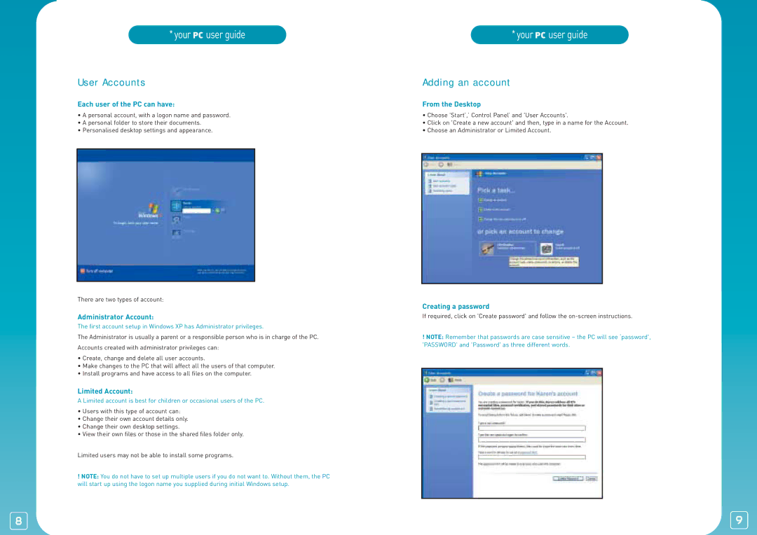 Lexmark PC manual User Accounts, Adding an account 