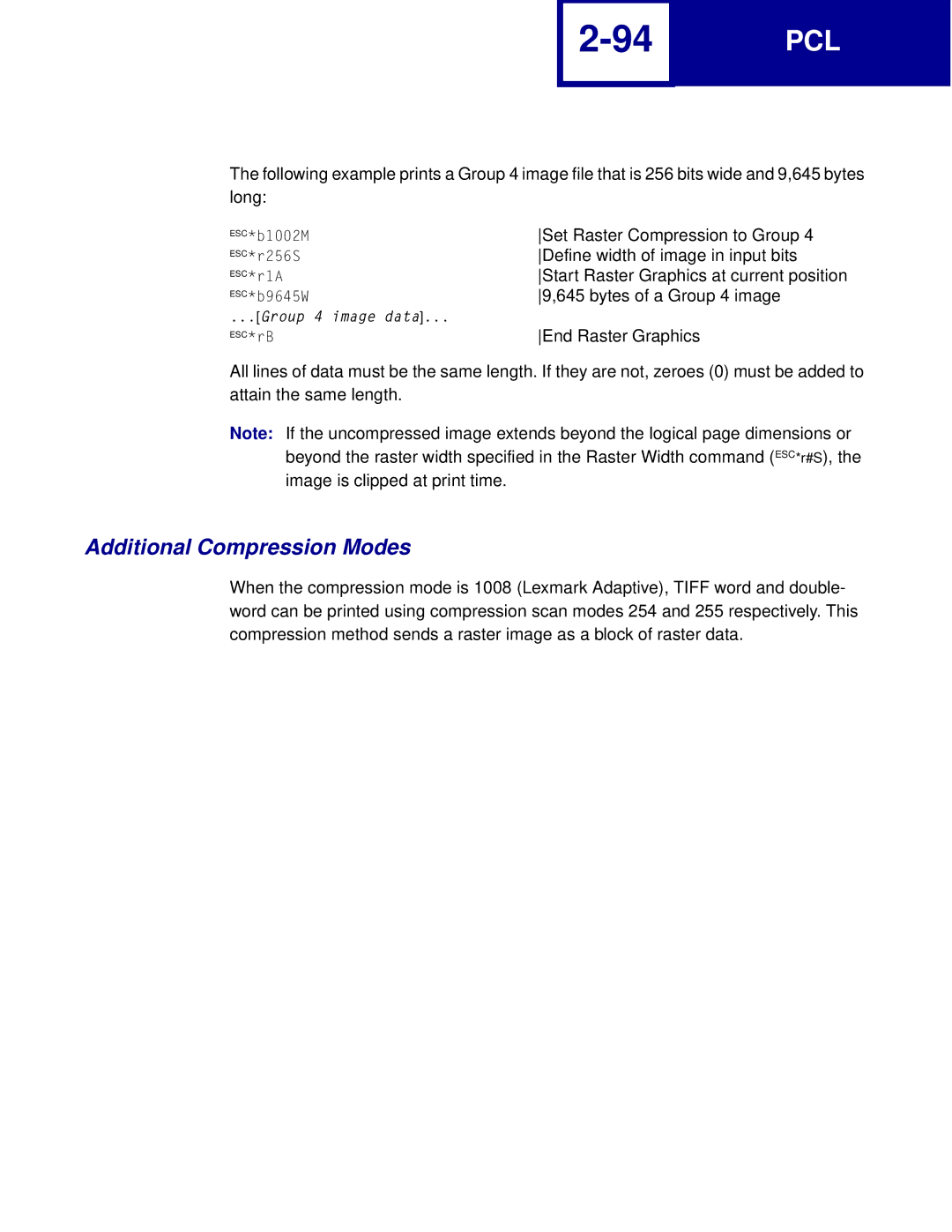 Lexmark Printer manual Additional Compression Modes 