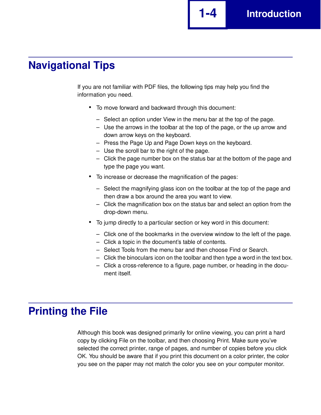 Lexmark Printer manual Navigational Tips, Printing the File 