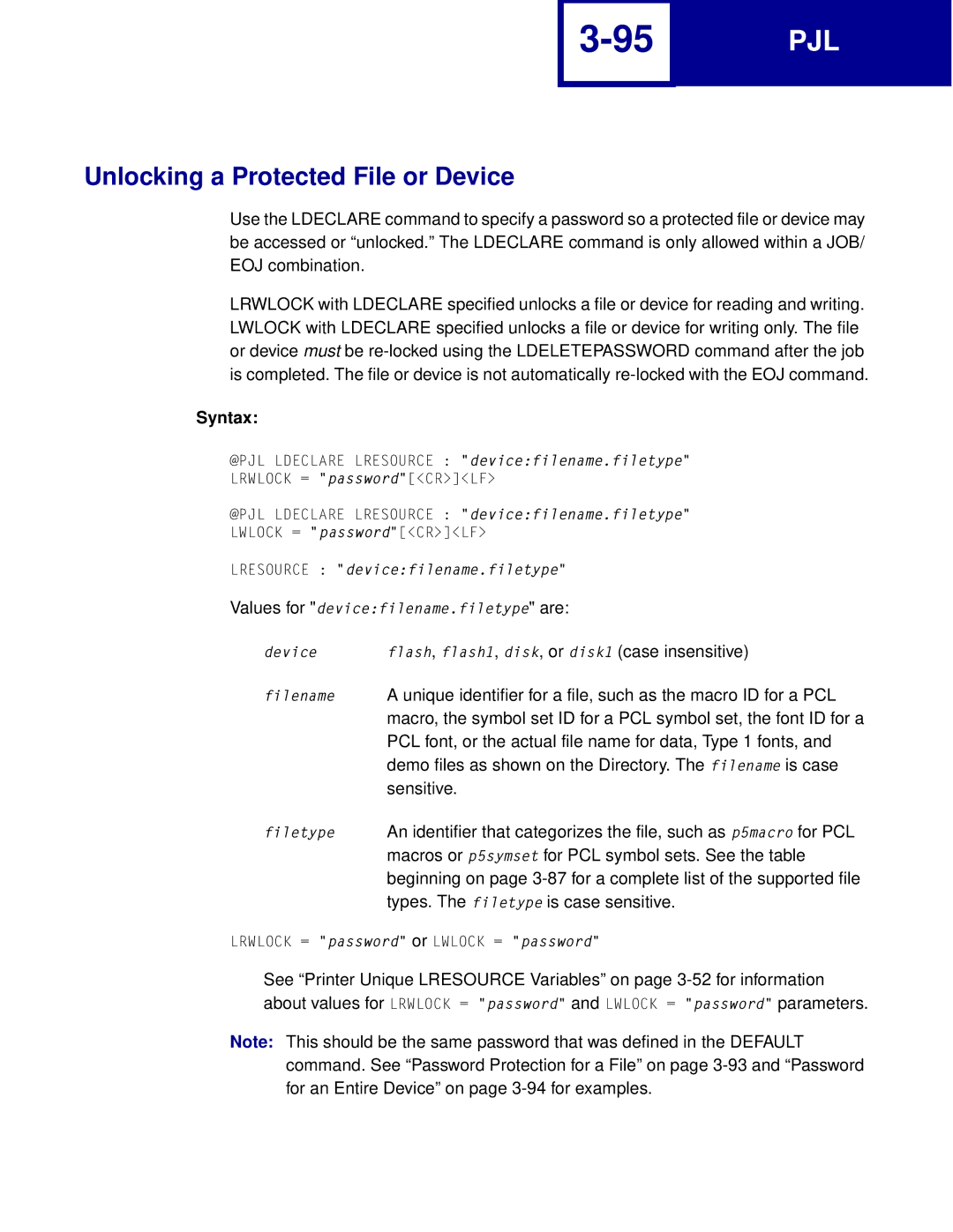 Lexmark Printer manual Unlocking a Protected File or Device 