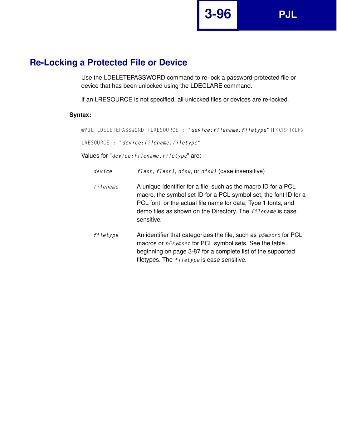 Lexmark Printer manual Re-Locking a Protected File or Device 