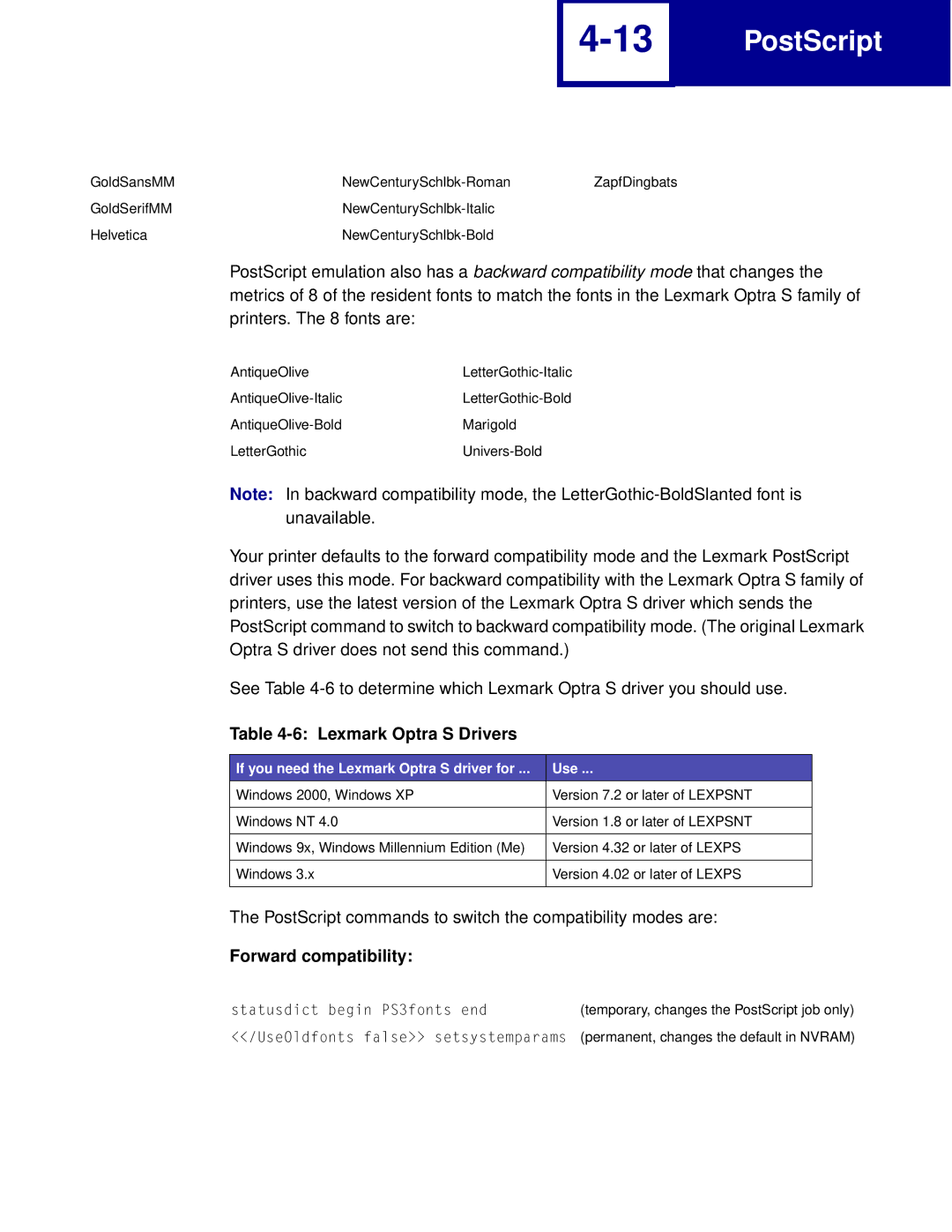 Lexmark Printer manual GoldSansMM NewCenturySchlbk-Roman 