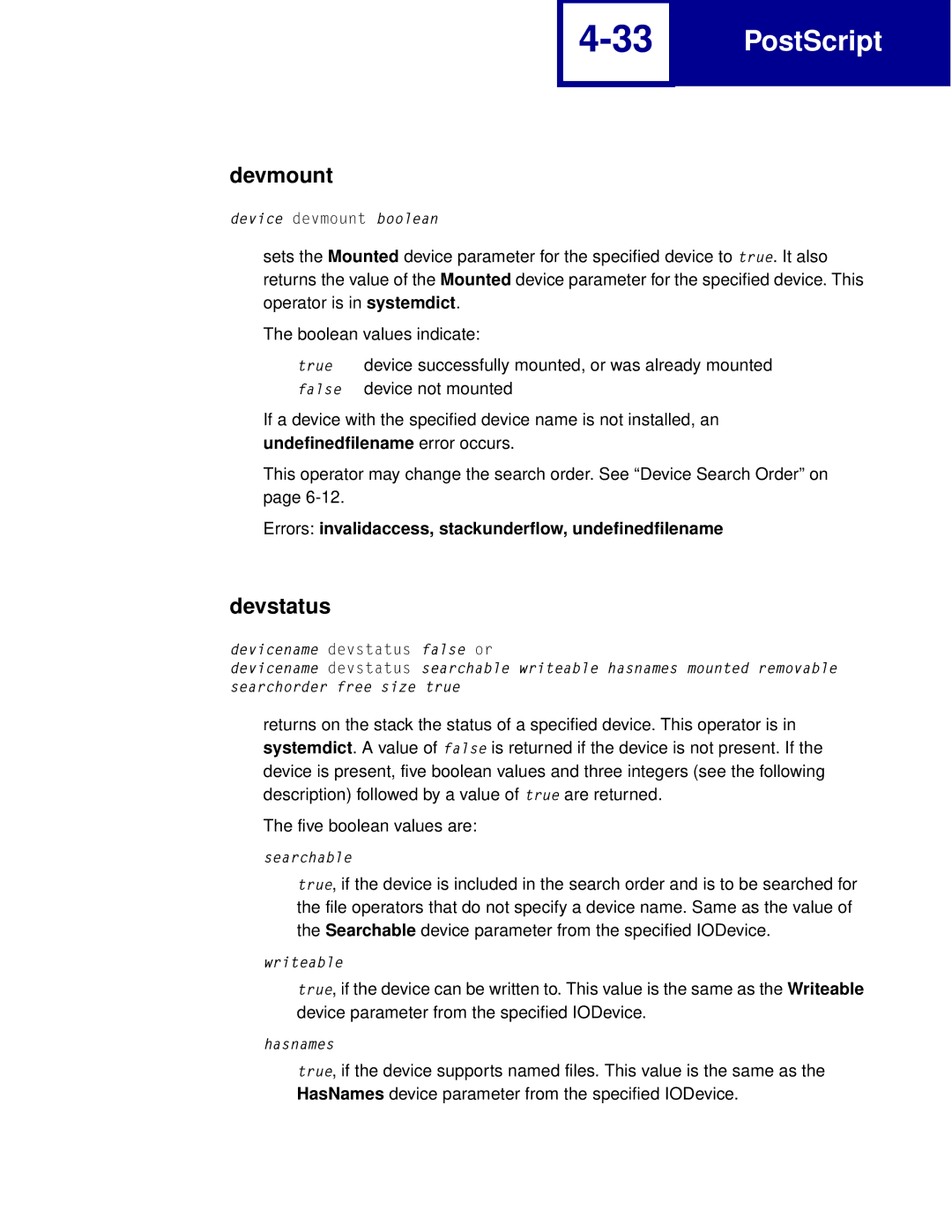 Lexmark Printer manual Devmount, Devstatus 