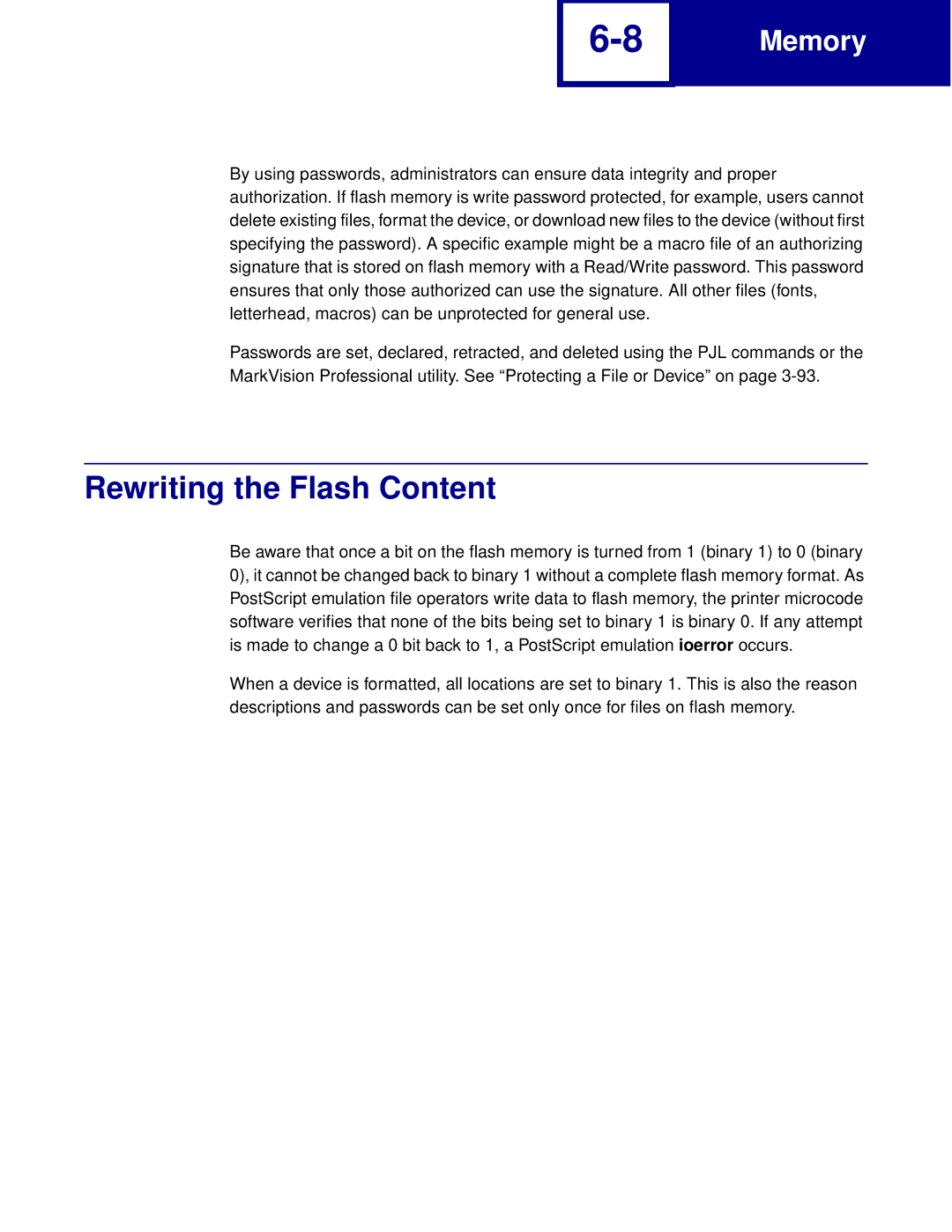 Lexmark Printer manual Rewriting the Flash Content 