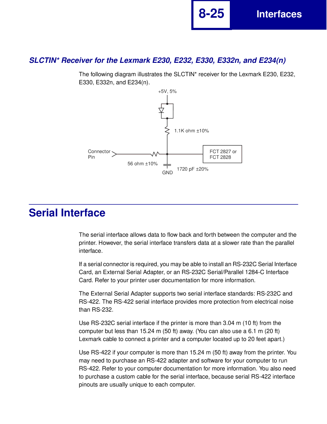 Lexmark Printer manual Serial Interface 