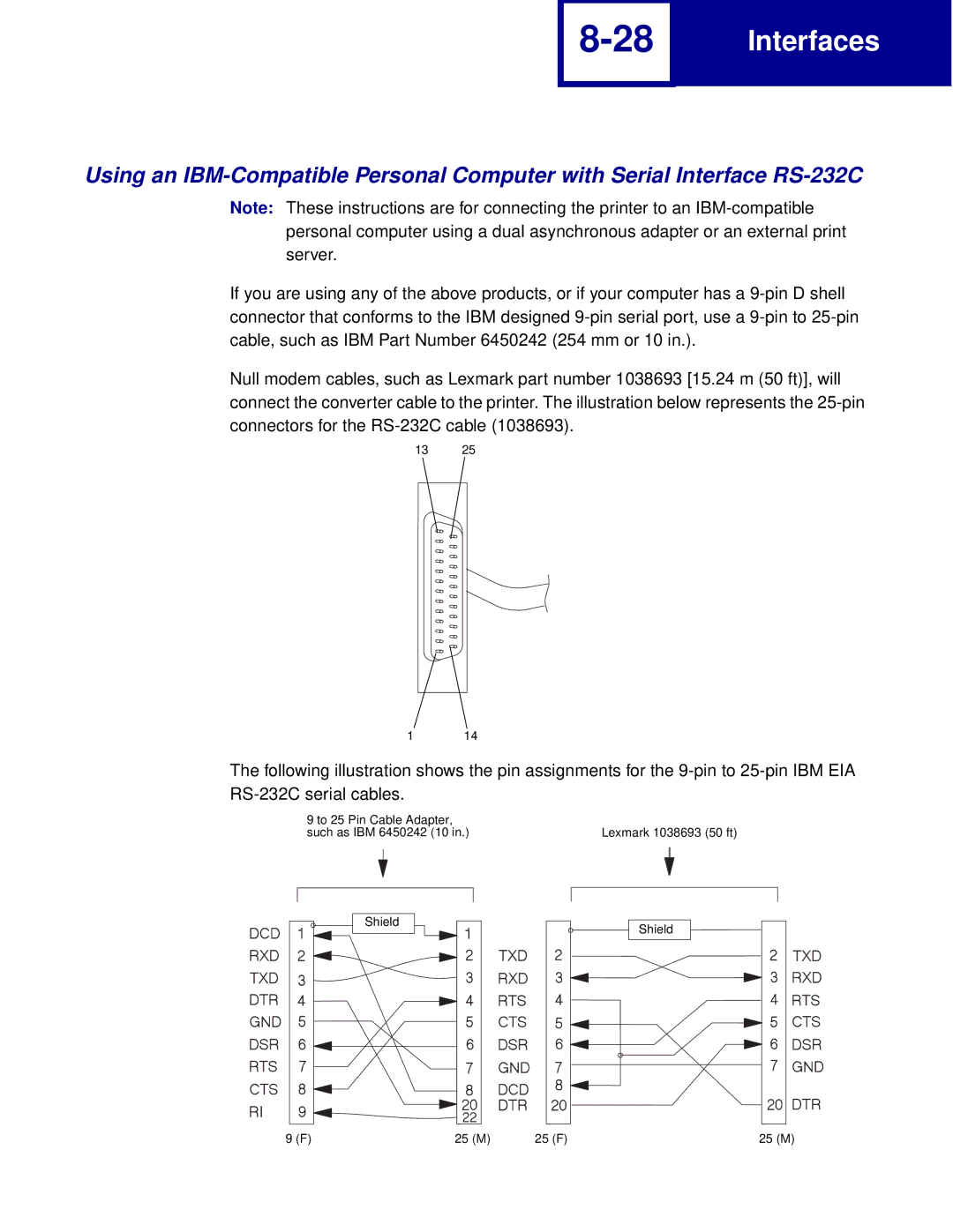 Lexmark Printer manual To 25 Pin Cable Adapter Such as IBM 6450242 10 