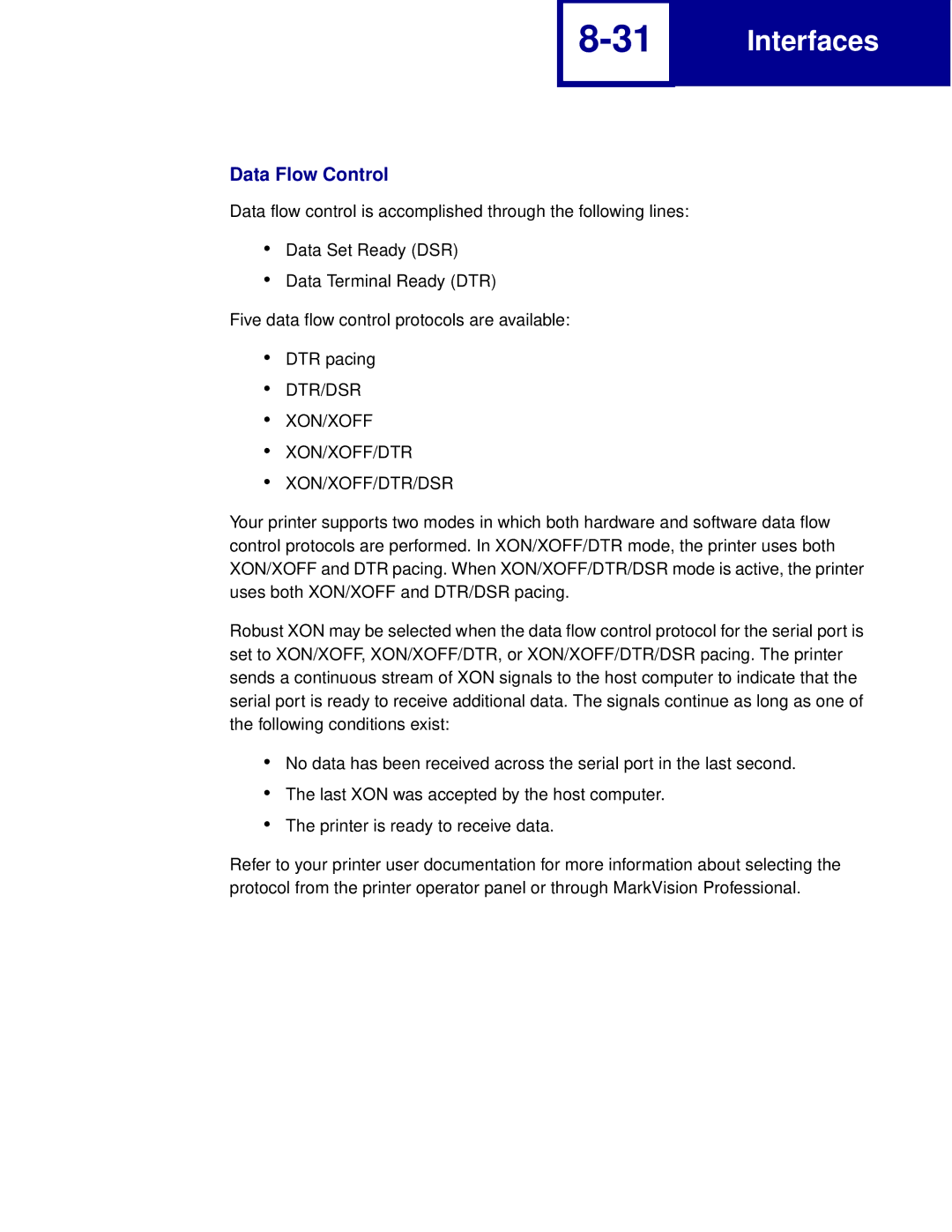 Lexmark Printer manual Data Flow Control 