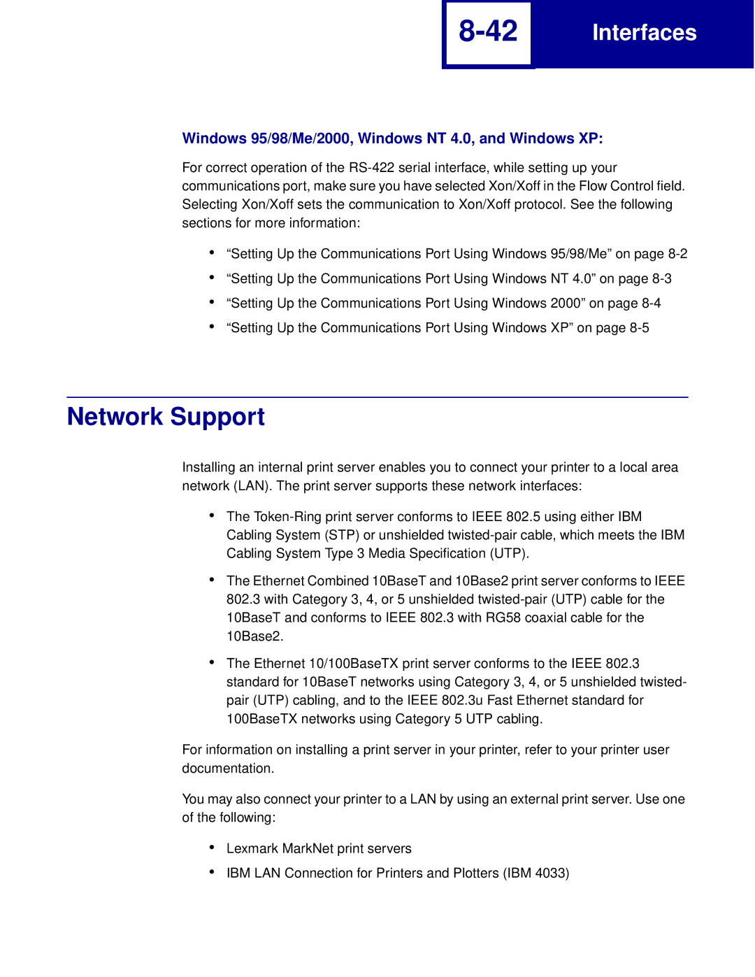 Lexmark Printer manual Network Support 