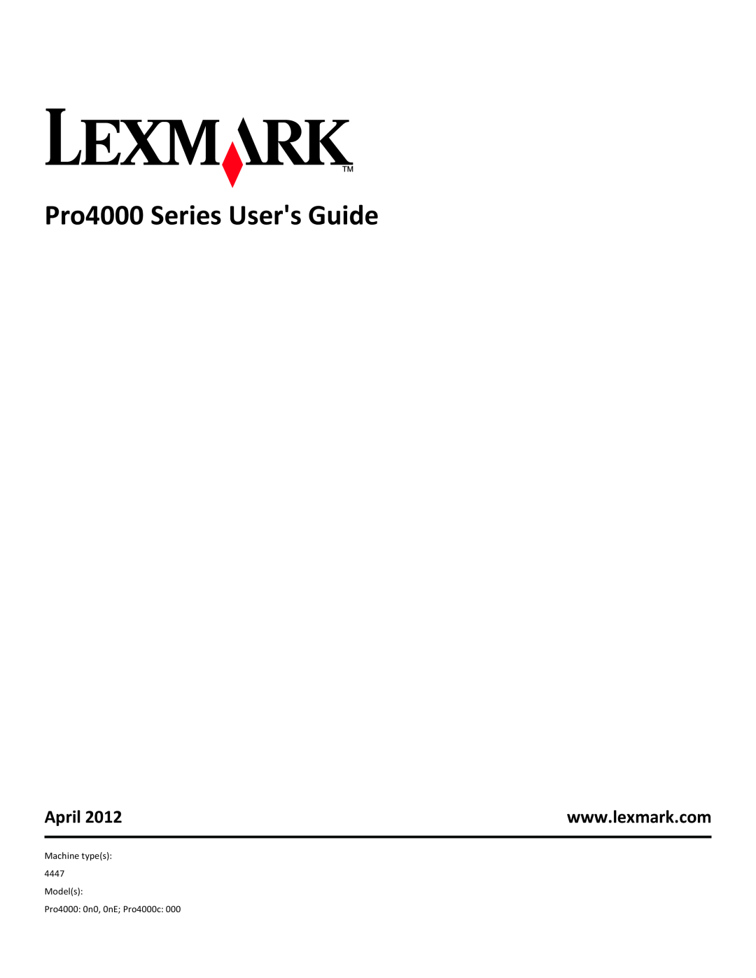 Lexmark PRO4000C, 90P3000 manual Pro4000 Series Users Guide, April 