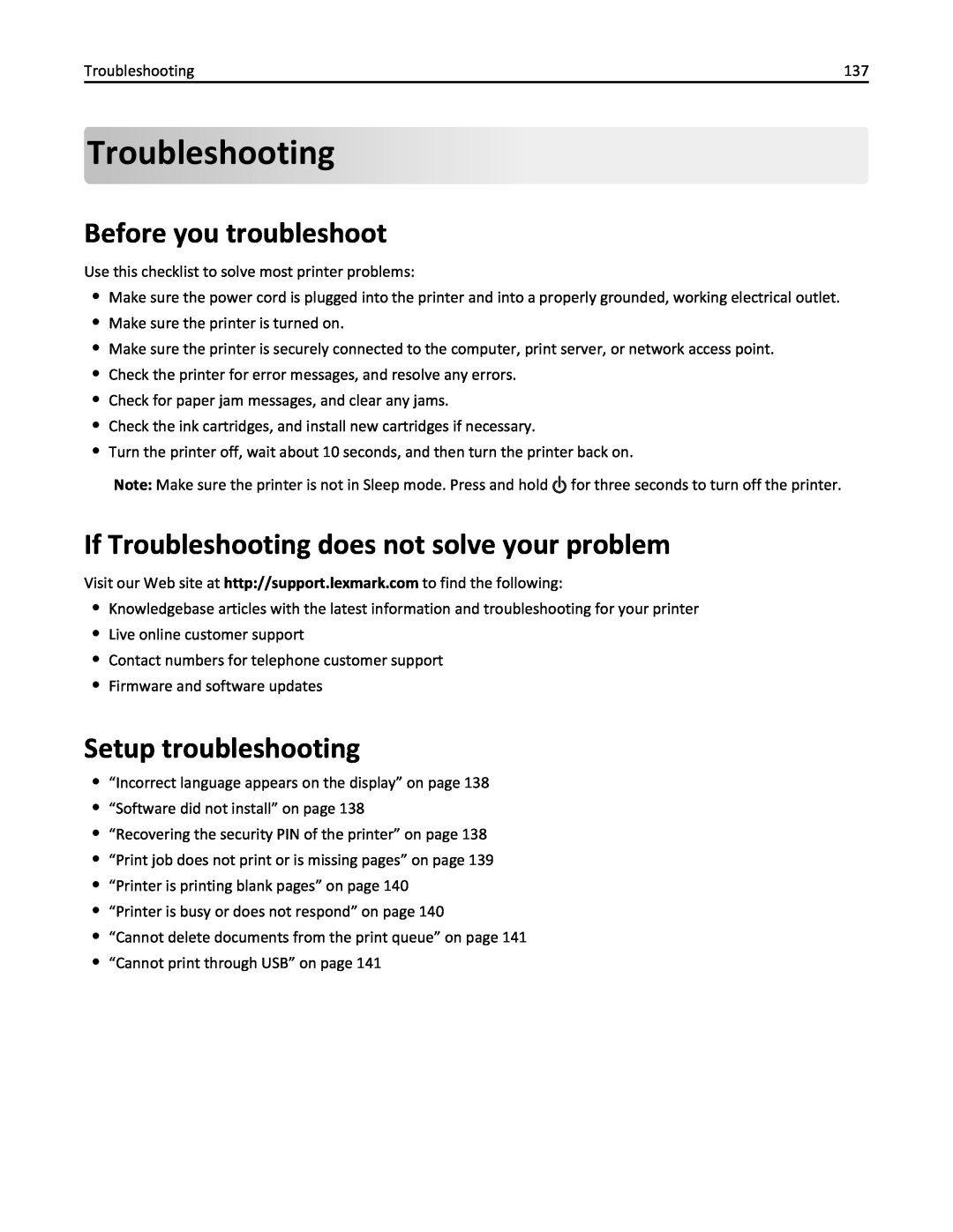 Lexmark 90P3000 manual Before you troubleshoot, If Troubleshooting does not solve your problem, Setup troubleshooting 