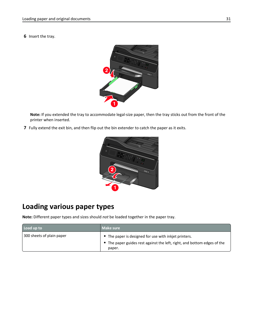 Lexmark PRO4000C, 90P3000 manual Loading various paper types, Load up to, Make sure 