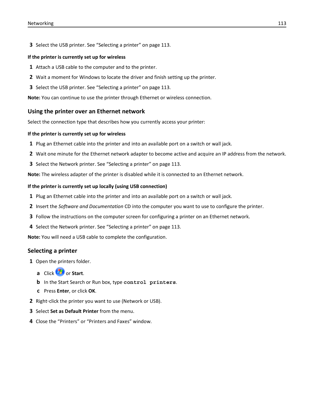 Lexmark 90P3000, PRO4000C manual Using the printer over an Ethernet network, Selecting a printer 