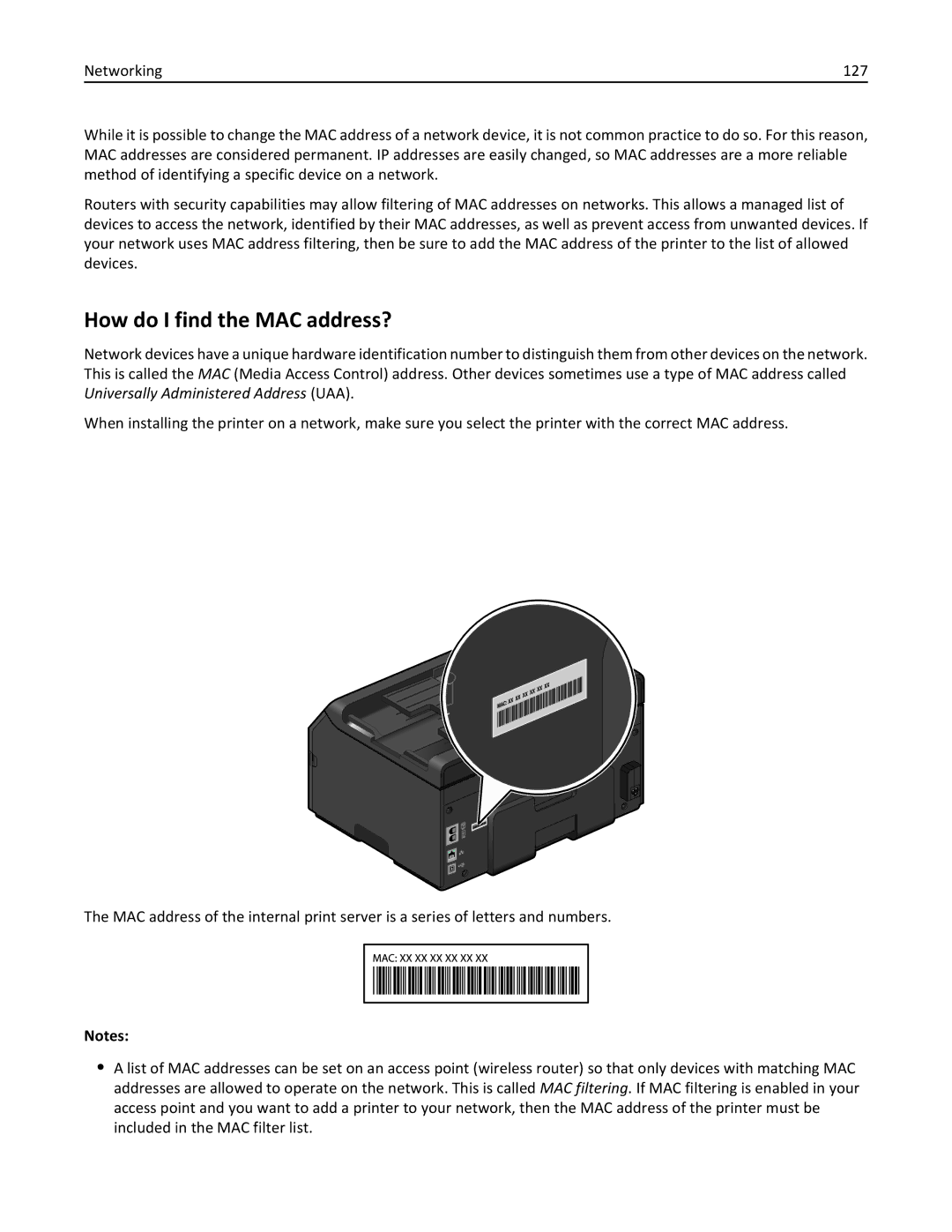 Lexmark PRO4000C, 90P3000 manual How do I find the MAC address? 