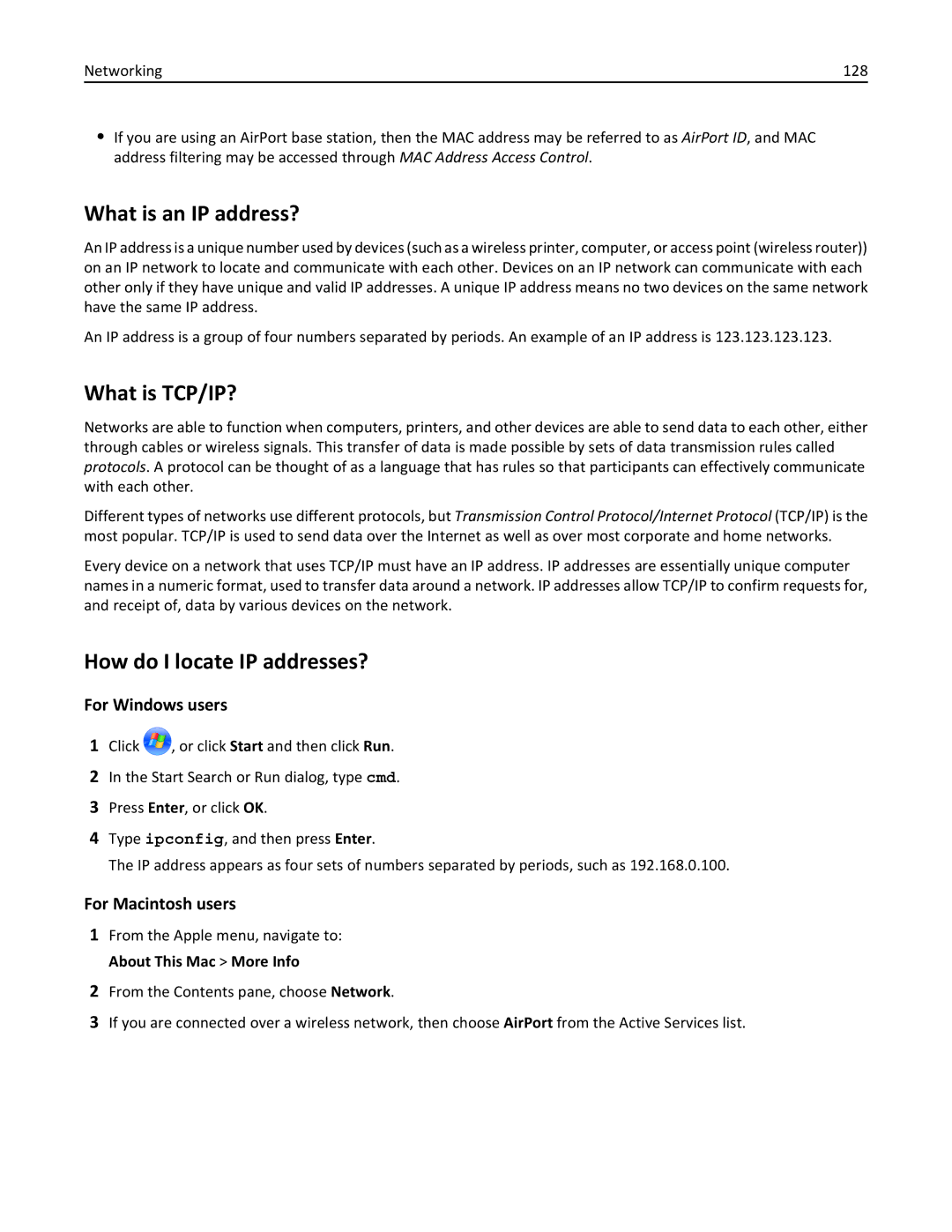 Lexmark 90P3000, PRO4000C manual What is an IP address?, What is TCP/IP?, How do I locate IP addresses? 