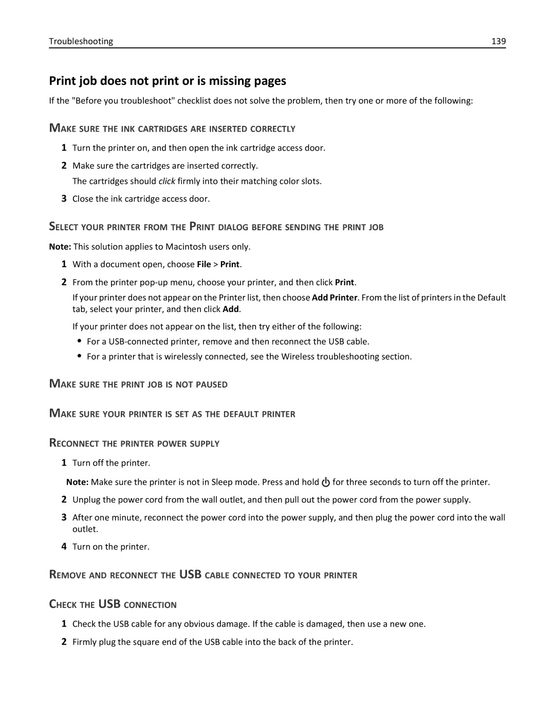 Lexmark PRO4000, 90P3000 Print job does not print or is missing pages, Make Sure the INK Cartridges are Inserted Correctly 