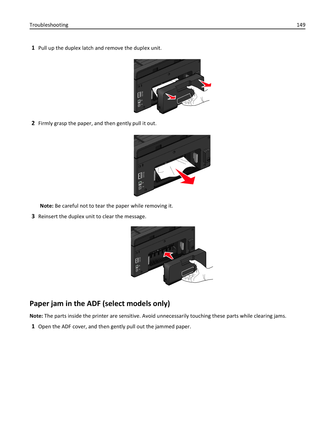 Lexmark 90P3000, PRO4000C manual Paper jam in the ADF select models only 