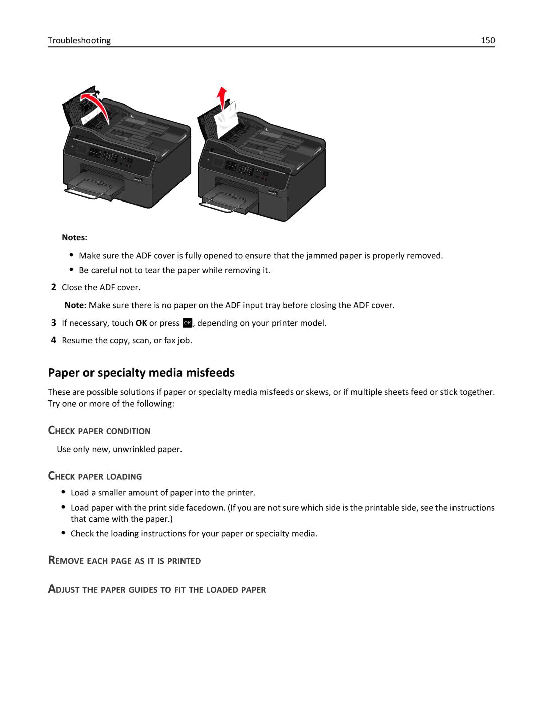 Lexmark PRO4000C, 90P3000 manual Paper or specialty media misfeeds, Check Paper Condition, Check Paper Loading 