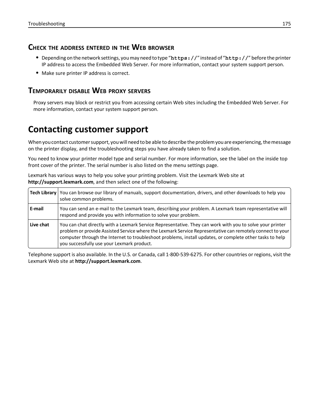 Lexmark PRO4000C, 90P3000 manual Contacting customer support, Check the Address Entered in the WEB Browser 