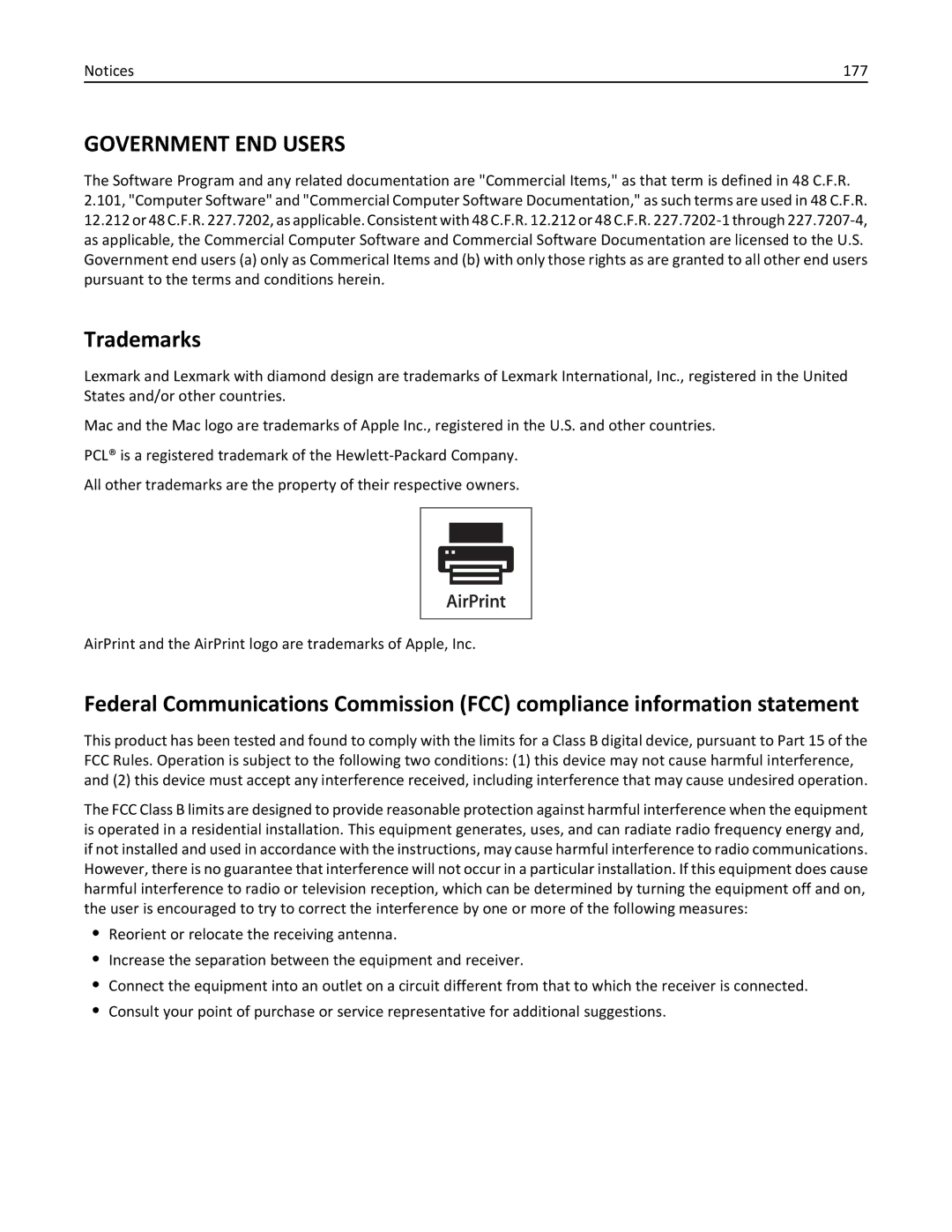 Lexmark PRO4000C, 90P3000 manual Government END Users, Trademarks 