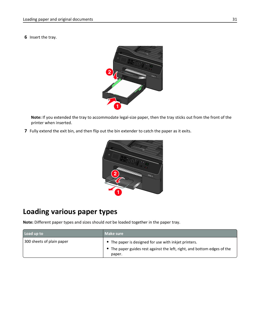 Lexmark PRO4000C, 90P3000 manual Loading various paper types, Load up to Make sure 