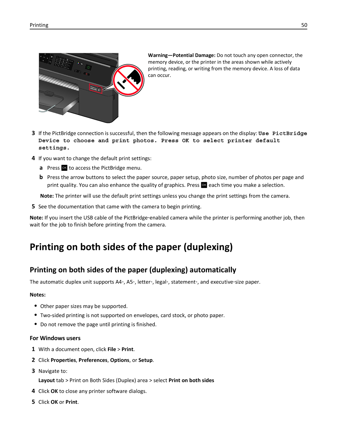 Lexmark 90P3000, PRO4000C manual Printing on both sides of the paper duplexing automatically 