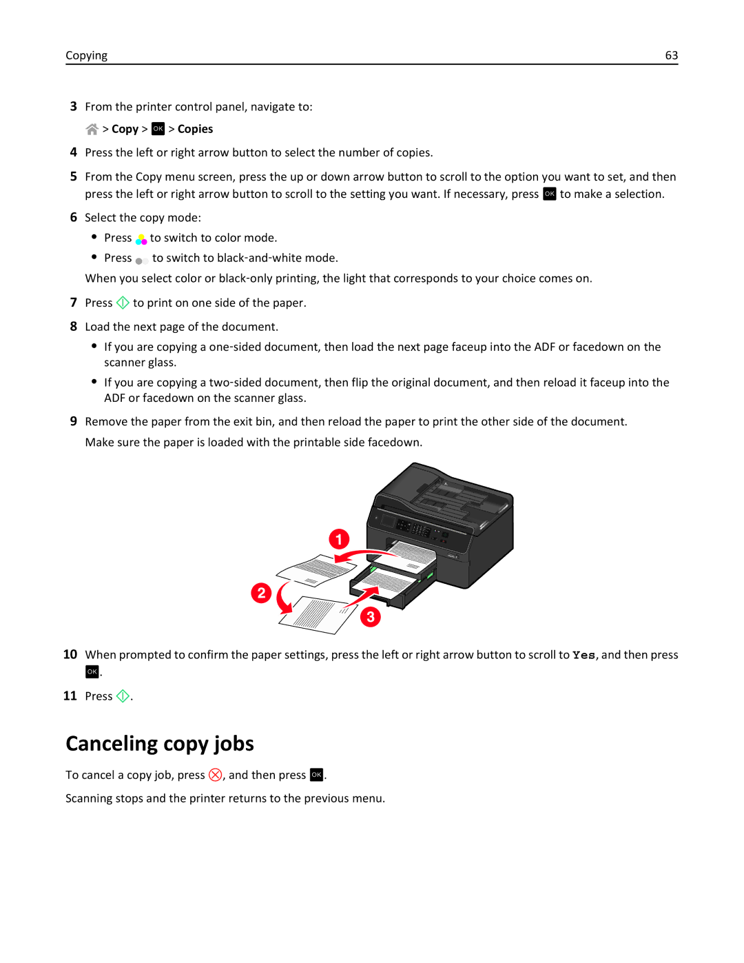 Lexmark PRO4000C, 90P3000 manual Canceling copy jobs, Copy OK Copies 