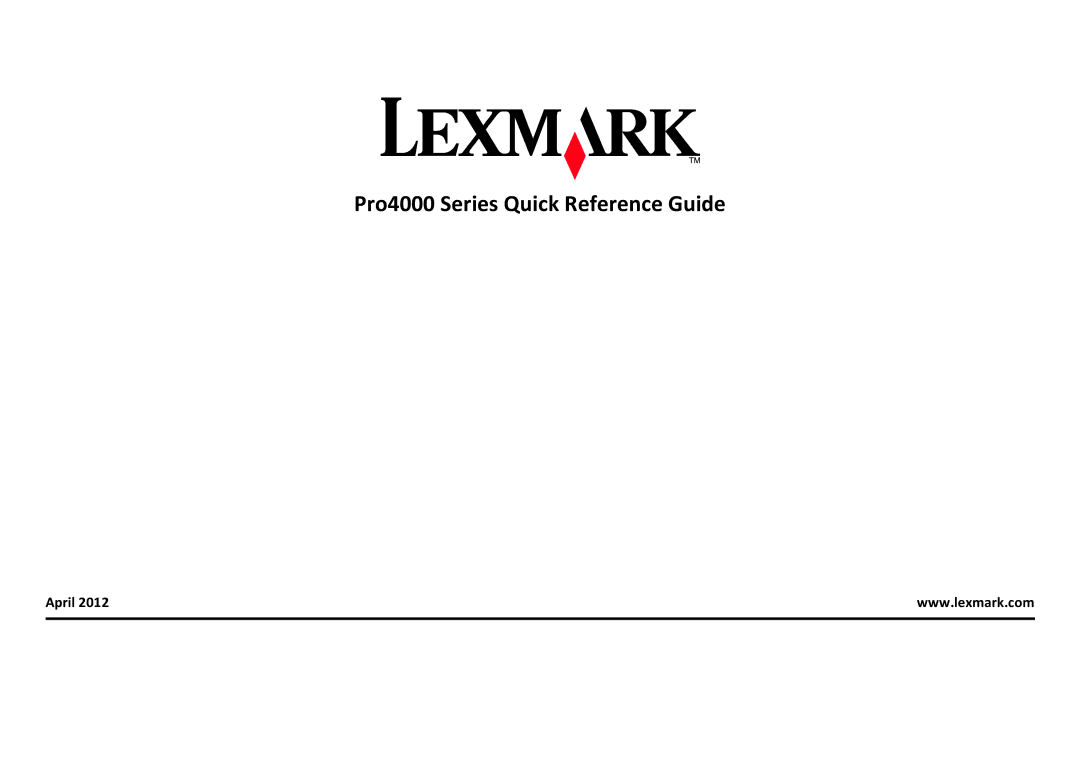 Lexmark PRO4000C manual Pro4000 Series Quick Reference Guide, October 