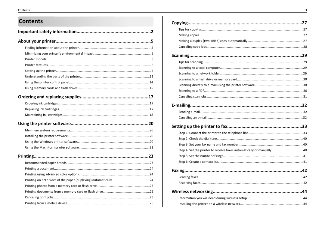 Lexmark PRO4000C manual Contents 