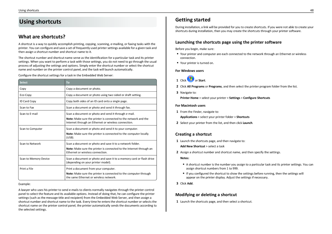 Lexmark PRO4000C manual What are shortcuts?, Getting started, Launching the shortcuts page using the printer software 