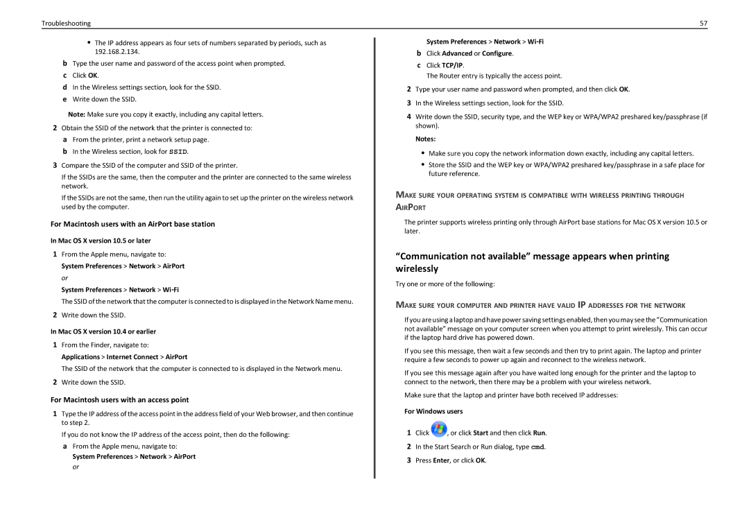 Lexmark PRO4000C manual For Macintosh users with an AirPort base station, For Macintosh users with an access point 