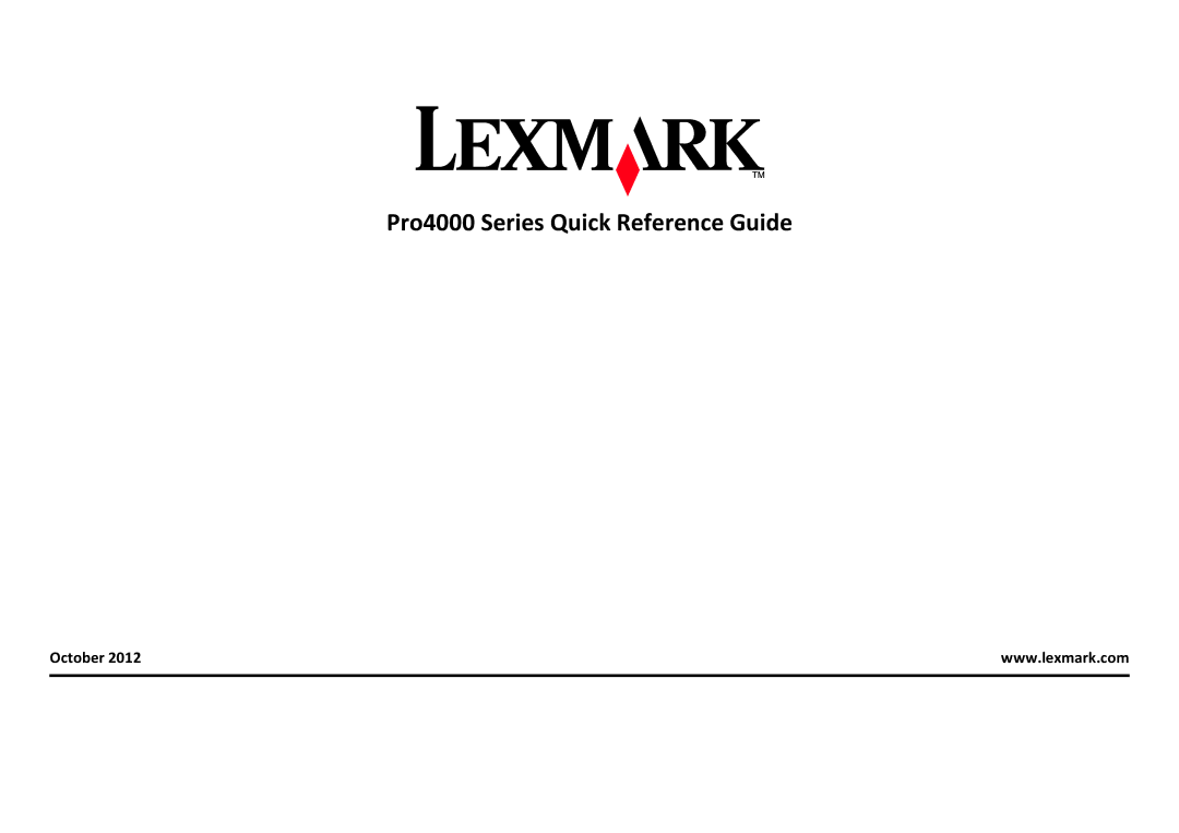 Lexmark PRO4000C manual Pro4000 Series Quick Reference Guide, October 