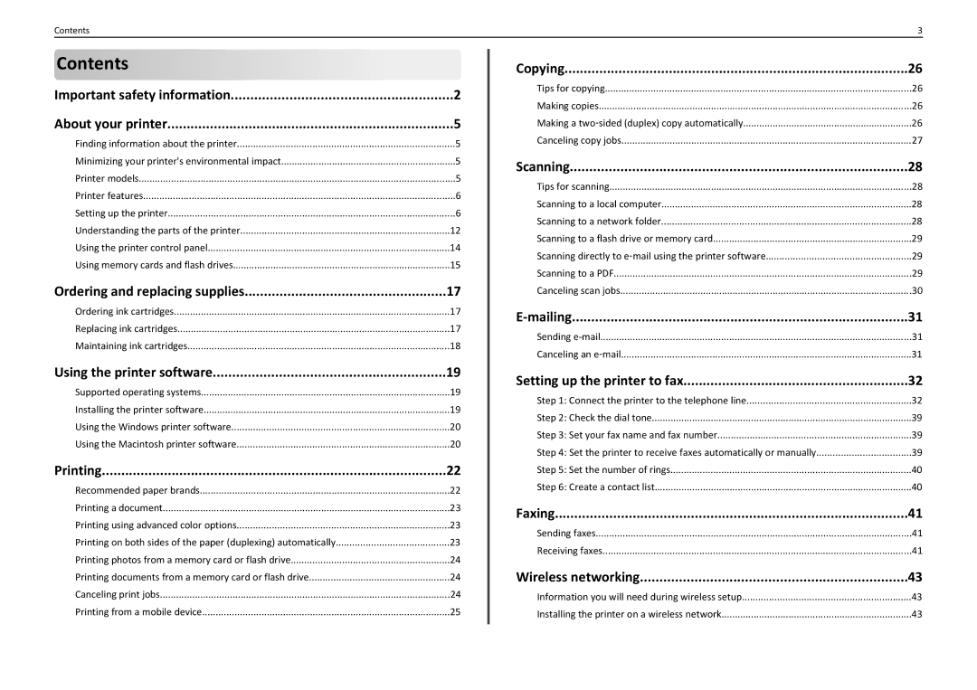 Lexmark PRO4000C manual Contents 