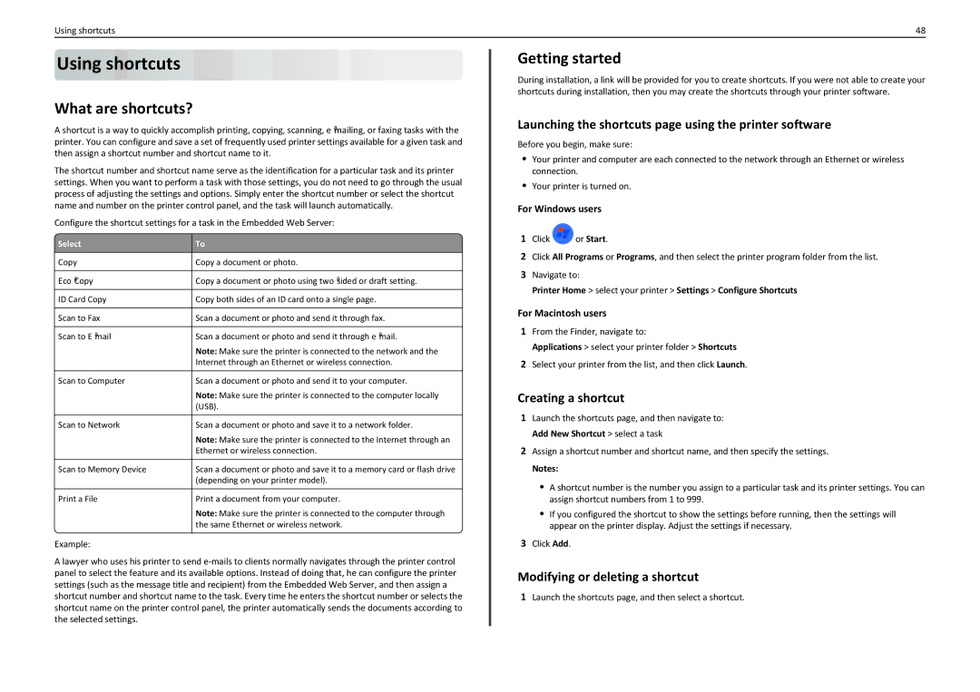 Lexmark PRO4000C manual What are shortcuts?, Getting started, Launching the shortcuts page using the printer software 