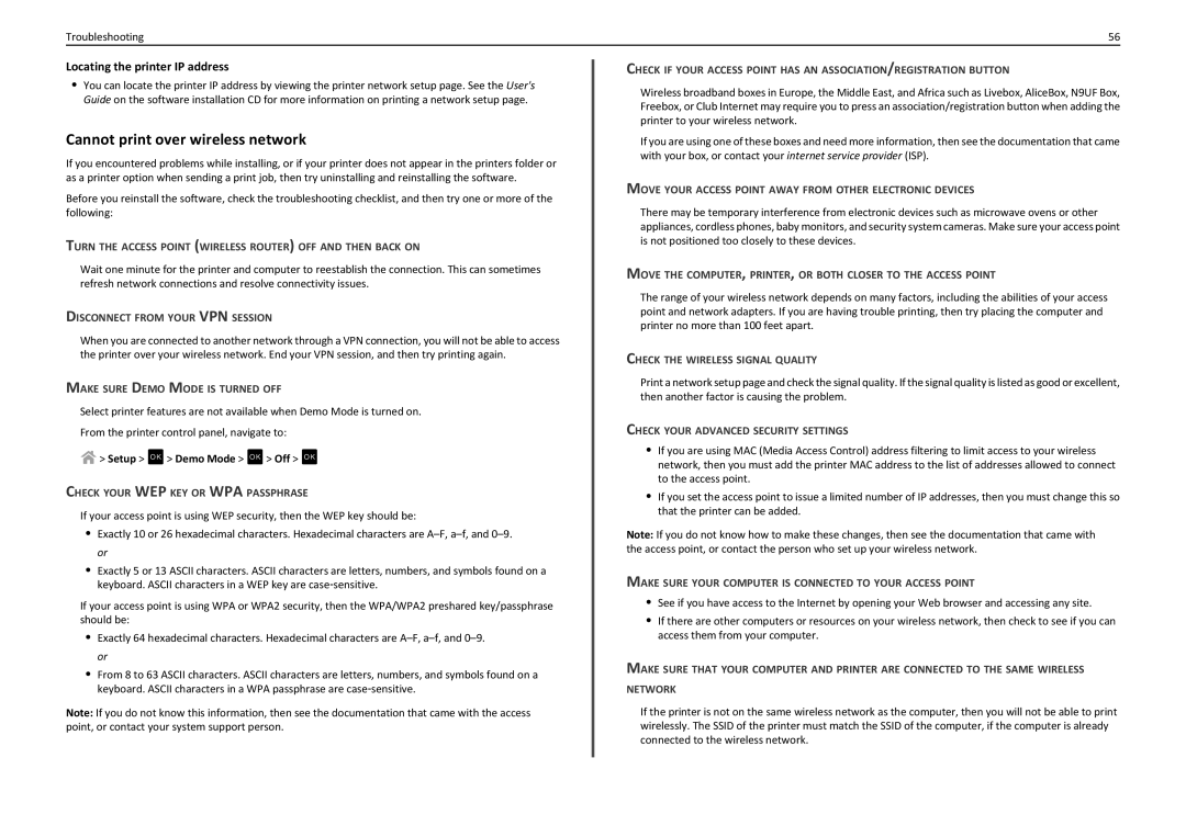 Lexmark PRO4000C manual Cannot print over wireless network, Locating the printer IP address 