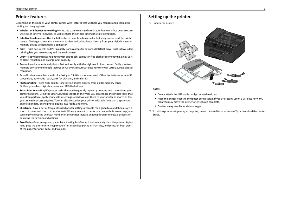 Lexmark PRO4000C manual Printer features, Setting up the printer 