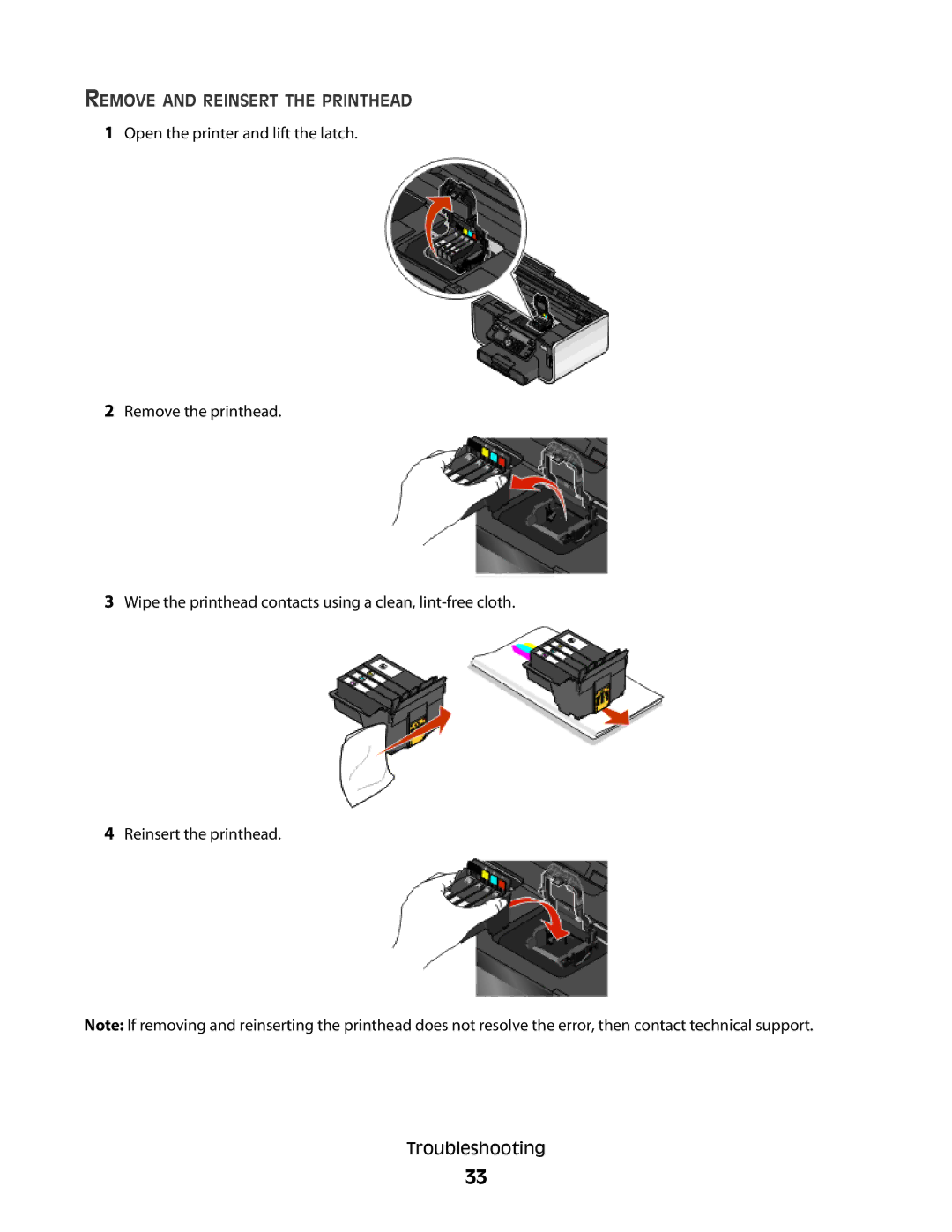 Lexmark PRO700 manual Remove and Reinsert the Printhead 