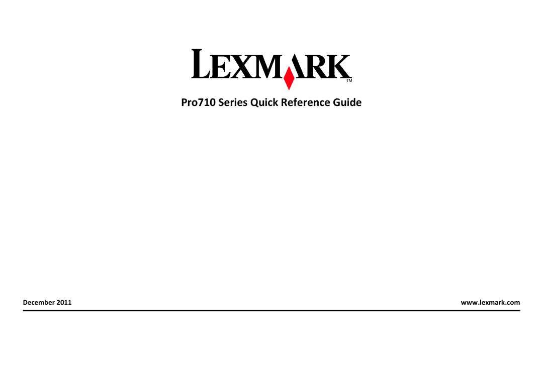 Lexmark PRO710 manual Pro710 Series Quick Reference Guide, December 