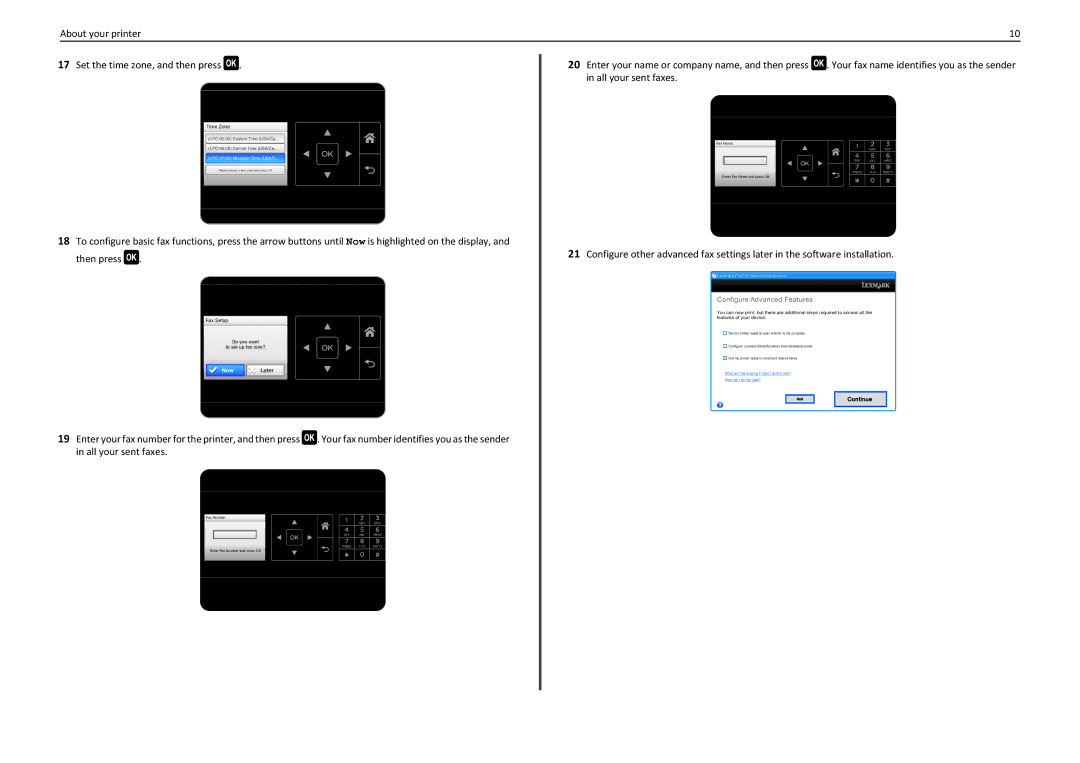 Lexmark PRO710 manual About your printer Set the time zone, and then press, Time Zone 