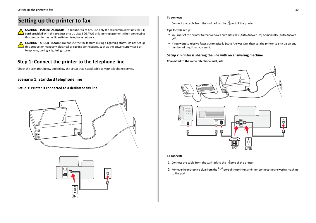 Lexmark PRO710 manual Setting up the printer to fax, Connect the printer to the telephone line 