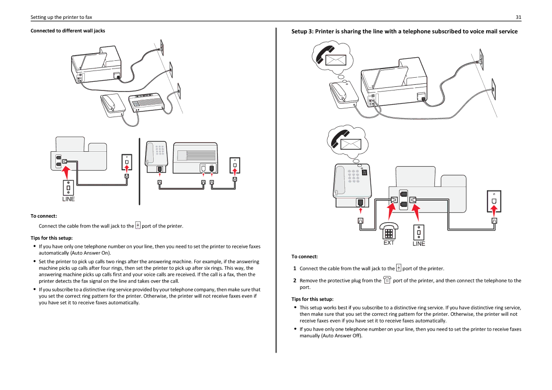 Lexmark PRO710 manual Connected to different wall jacks 