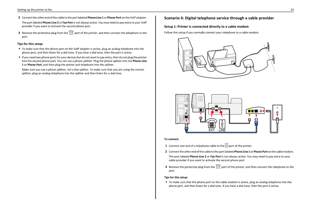 Lexmark PRO710 manual Setup 1 Printer is connected directly to a cable modem, Tips for this setup 