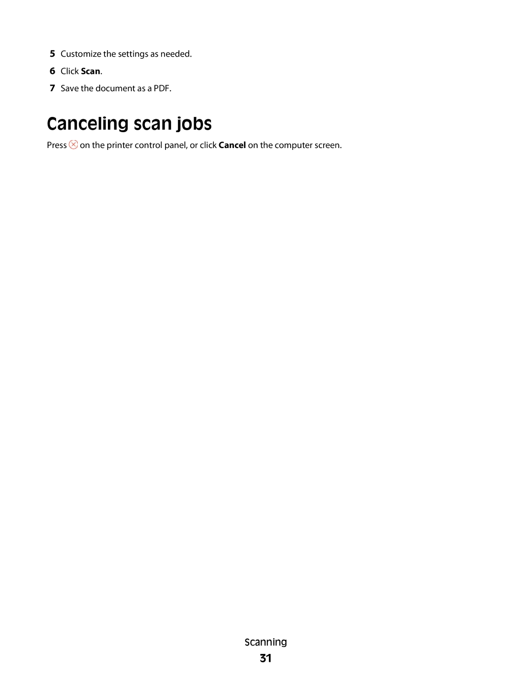 Lexmark Pro900 manual Canceling scan jobs 