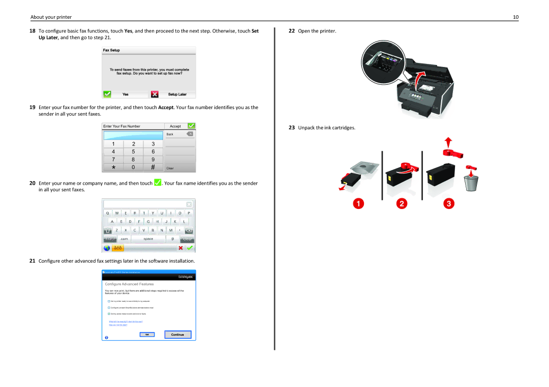 Lexmark PRO910 manual Open the printer Unpack the ink cartridges 