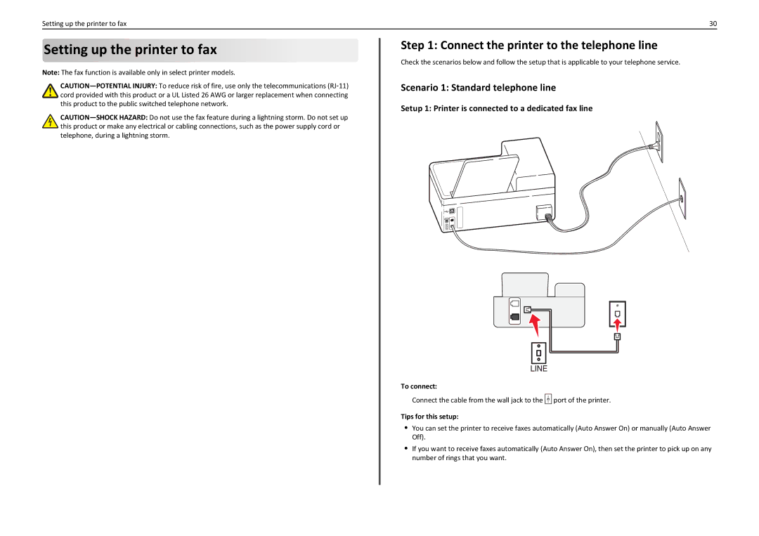 Lexmark PRO910 manual Setting up the printer to fax, Connect the printer to the telephone line 