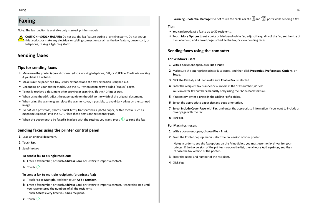 Lexmark PRO910 manual Faxing, Tips for sending faxes, Sending faxes using the printer control panel 